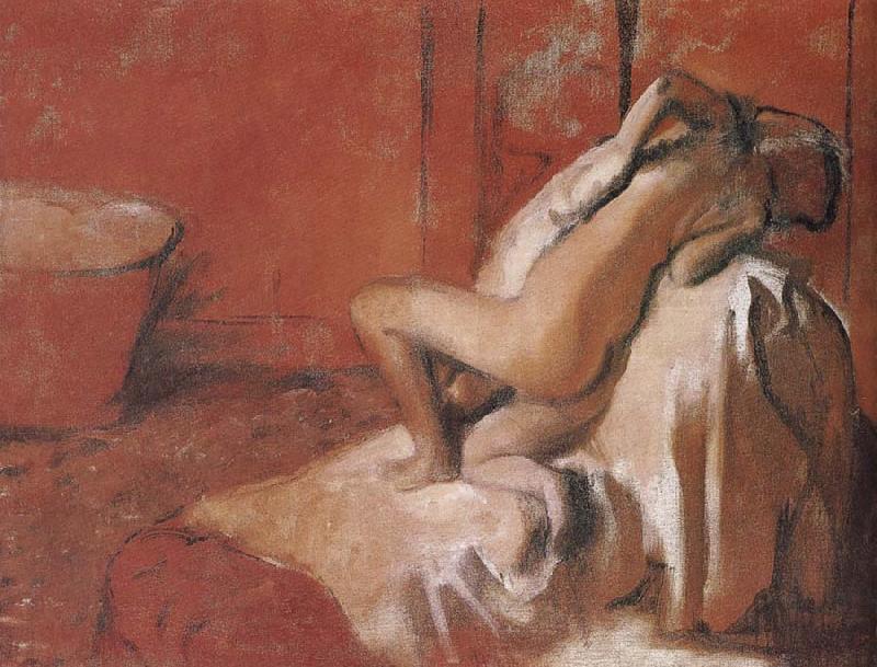 Edgar Degas Lady toweling off her body after bath oil painting image